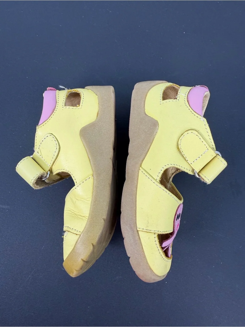 Livie & Luca Yellow and Pink Octopus Leather Kids Sandals
